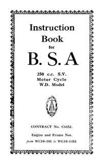 BSA WD C10 250cc instruction book