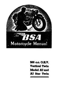 1950 BSA A7 instruction book