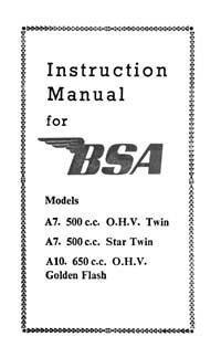 1951 BSA A7 A10 instruction book