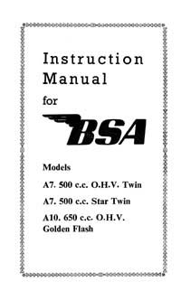 1952 BSA A7 A10 instruction book