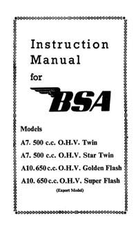 1953 BSA A7 A10 instruction book