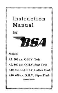 1954 BSA A7 A10 instruction book