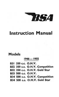 1946-1955 BSA B31 B32 B33 B34 instruction book