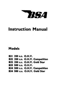 1954 BSA B31 B32 B33 B34 instruction book