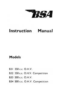 1961on BSA B31 B32 B33 B34 instruction book