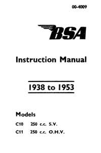 1938-1953 BSA C10 C11 instruction book