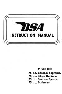 BSA Bantam D10 Supreme Silver Sports Bushman instruction book