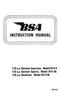 BSA Bantam D14/4 Supreme D14/4S Sports C14/4B Bushman instruction book