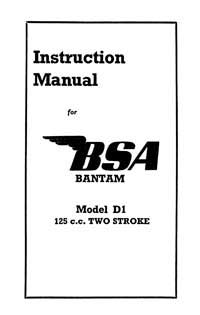 1951 BSA Bantam D1 instruction book