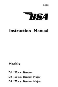 BSA Bantam D1 D3 D5 instruction book