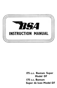 BSA Bantam D7 Super & de luxe instruction book