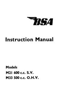 1956 BSA M21 M33 instruction book