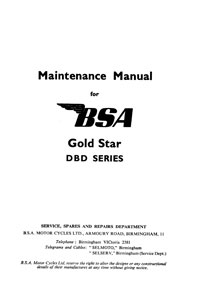 BSA Gold star 500cc DBD series maintenance manual
