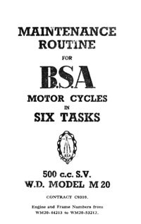 W.D. BSA M20 Six Task maintenance routine 