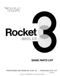 1968-1969 BSA A75 Rocket 3 parts book