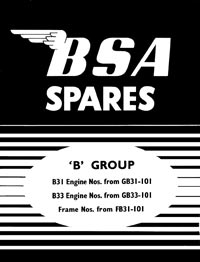 1958 on BSA model B31  B33 parts book