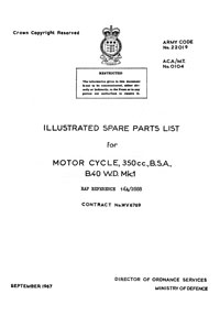 B.S.A. B40 Mk1 WD Military parts book