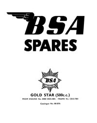 1958 BSA 500cc Gold star parts book