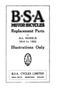 1914-1923 B.S.A. All Models parts & illustrations book