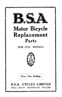 1924 B.S.A. All Models parts book