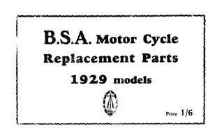 1929 BSA All Models parts book