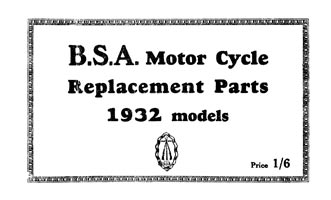 1932 BSA. All Models parts book