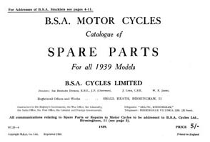 1939 BSA All Models parts book