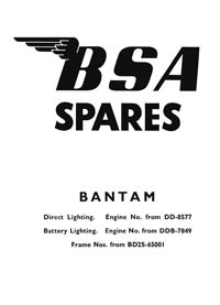 1958 on BSA D1 Bantam parts book