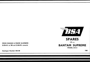 1968 BSA D14/4 Bantam Supreme 175cc parts book.