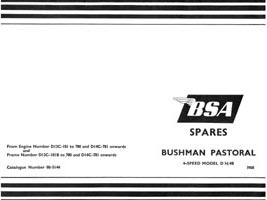 1968 BSA D14/4B Bantam Bushman Pastoral parts book