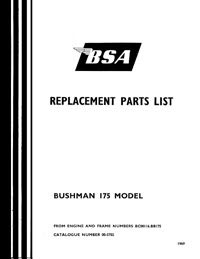 1969 BSA 175 Bantam Bushman parts book