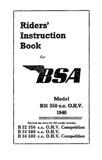 1946-1947 BSA B31 B32 B33 B34 instruction book