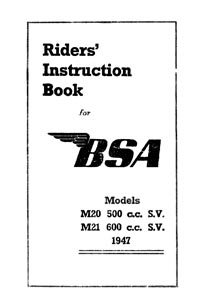 1947 BSA M20 M21 instruction book