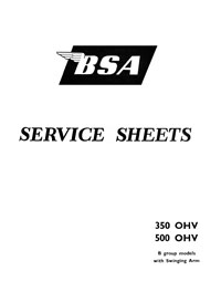 BSA B Group swing arm frame models Service sheets