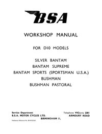 BSA Bantam D10 Models Workshop manual