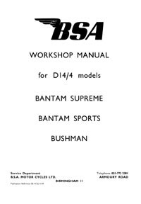 BSA Bantam D14/4 Models Workshop manual