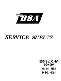 BSA M Models 500-600cc M20 M21 M33 Service sheets