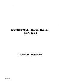 BSA B40 MkI WD Model 350cc Workshop manual