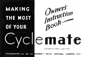 Cyclemate 32cc owners instruction book