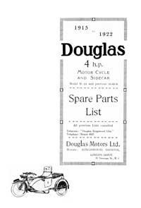 1915-1922 Douglas 4h.p.& sidecar parts book