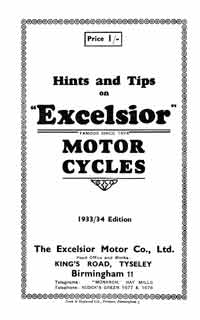1933-1934 Excelsior 98-250cc Hints & Tips