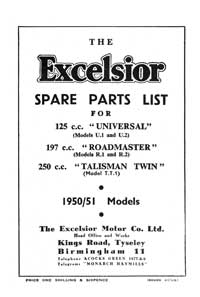 1950-1951 Excelsior Universal Roadmaster & Talisman twin parts book