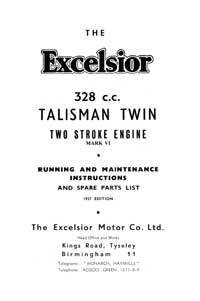 1957-1958 Excelsior Talisman Twin maintenance instructions & parts book
