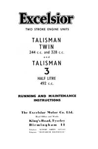 1959-1960 Excelsior Talisman twin maintenance instruction