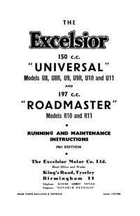 1959-1961 Excelsior Universal & Roadmaster maintenance instruction