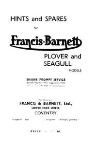 1935-1937 Francis Barnett Plover, Seagull hints & parts book