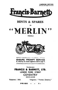 1946-1949 Francis Barnett Merlin 51 hints & parts book