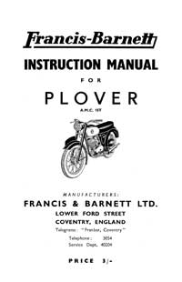 1959-1962 Francis Barnett Plover 86 instruction manual