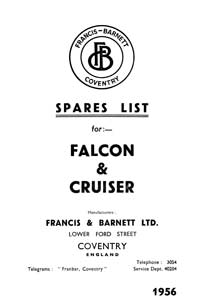 1955-1956 Francis Barnett Falcon 74 Cruiser 75 parts book