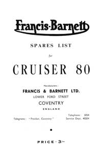 1957 Francis Barnett Cruiser 80 parts book